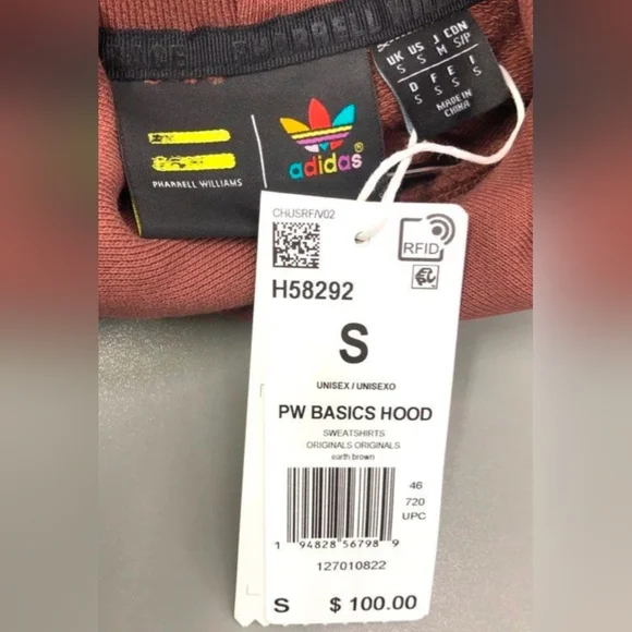 Adidas Pharrell Williams Unisex Basic Brown Hoodie Sizes S 2XL NWT MSRP $100 - Picture 10 of 10